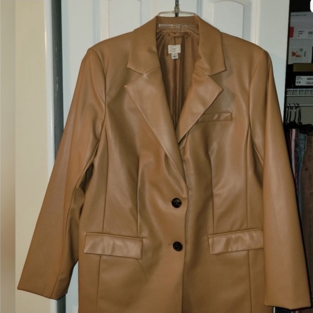 Women's Faux Leather Blazer